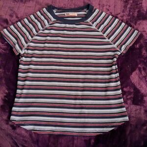 SO Medium Dark And Light Blue And Red Striped Top